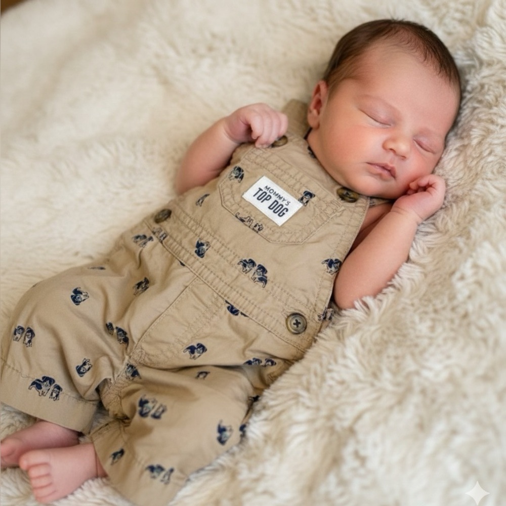 Carter's Beige Overalls with Dog Print